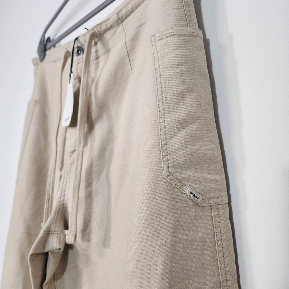 prAna Cuyamaca Pant Womens Large Almond Beige Wide Leg Organic Cotton Tencel New - Picture 8 of 11